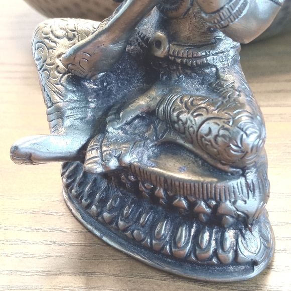 Antique Brass / Bronze Hindu Goddess Saraswati - Picture 6 of 8